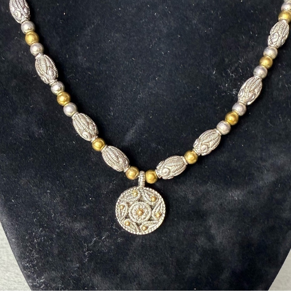 NAPiER Women’s Two Tone Gold and Silver Beaded Pendant Necklace - Picture 2 of 5